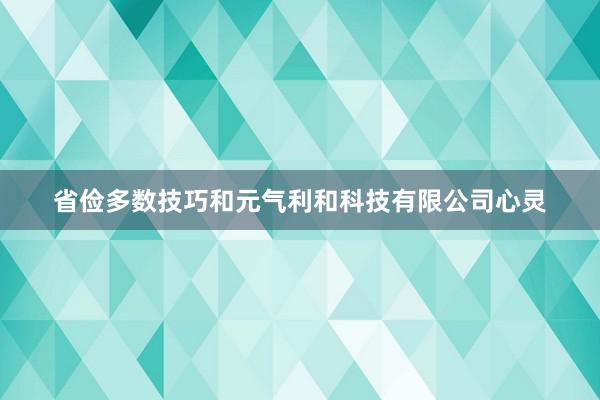 省俭多数技巧和元气利和科技有限公司心灵